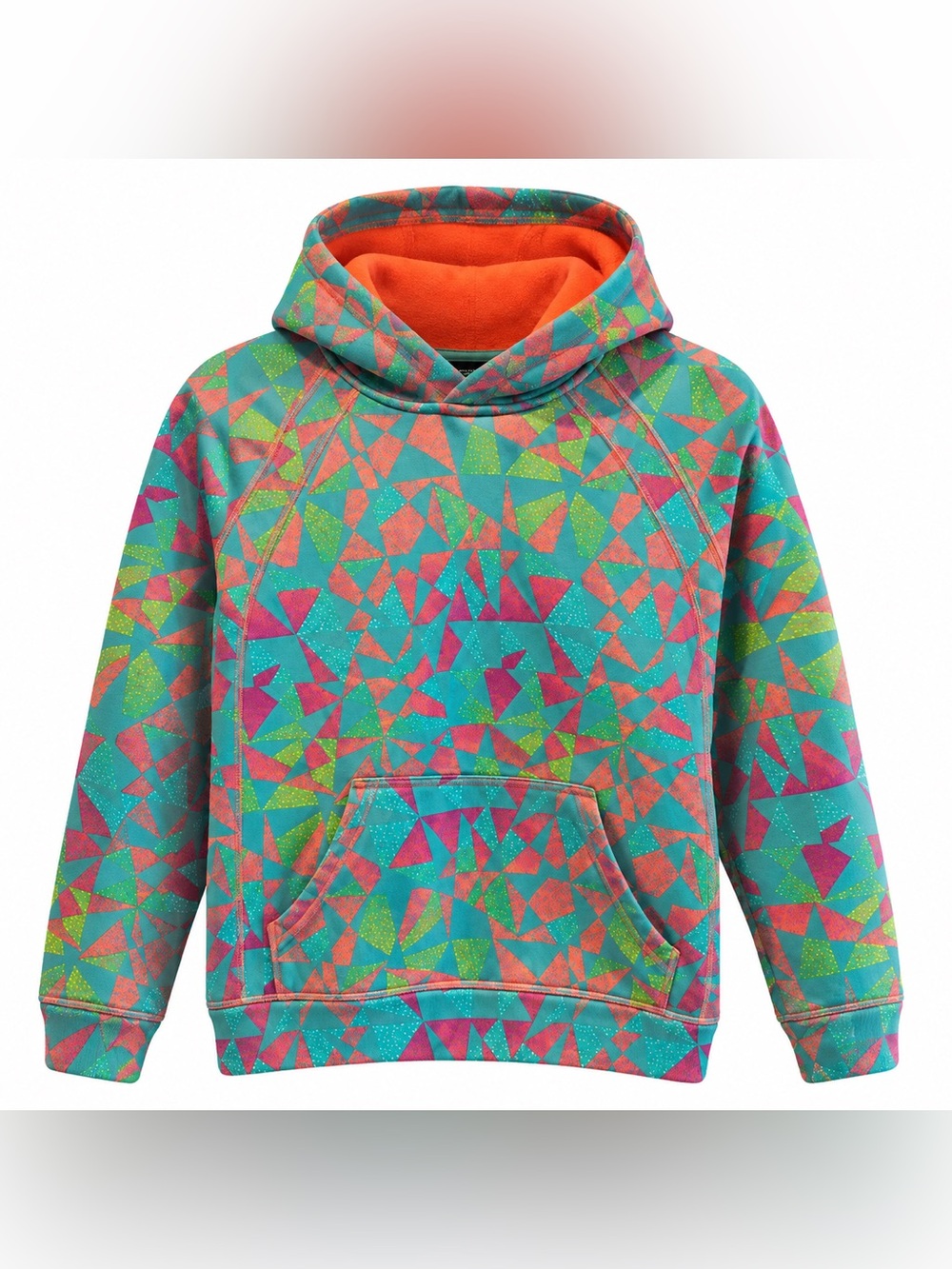 Burton Technical Hoodie Girls Medium Crown Bonded Pullover Green Blue Geometric